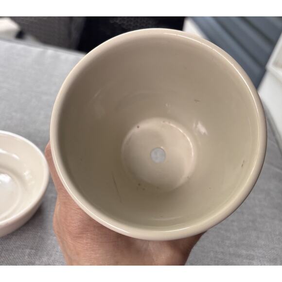 Longaberger USA Pottery small Flower Pot flowerpot & Saucer in Traditional red - Picture 2 of 3